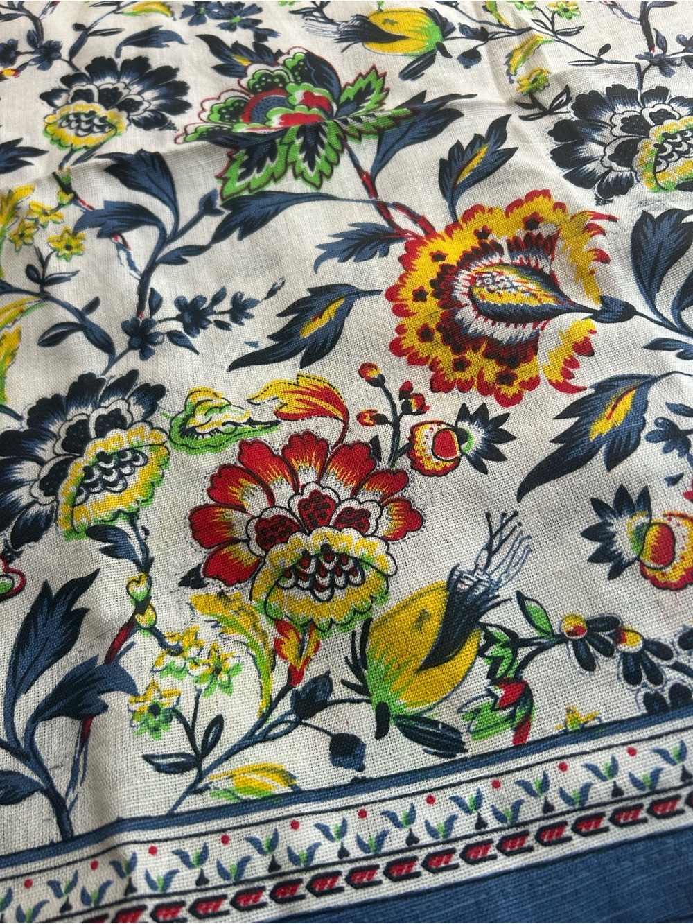 Set of 2 Fingercraft Floral Bird Cotton Linen Tablecloths Blue Multicolor - Picture 8 of 16